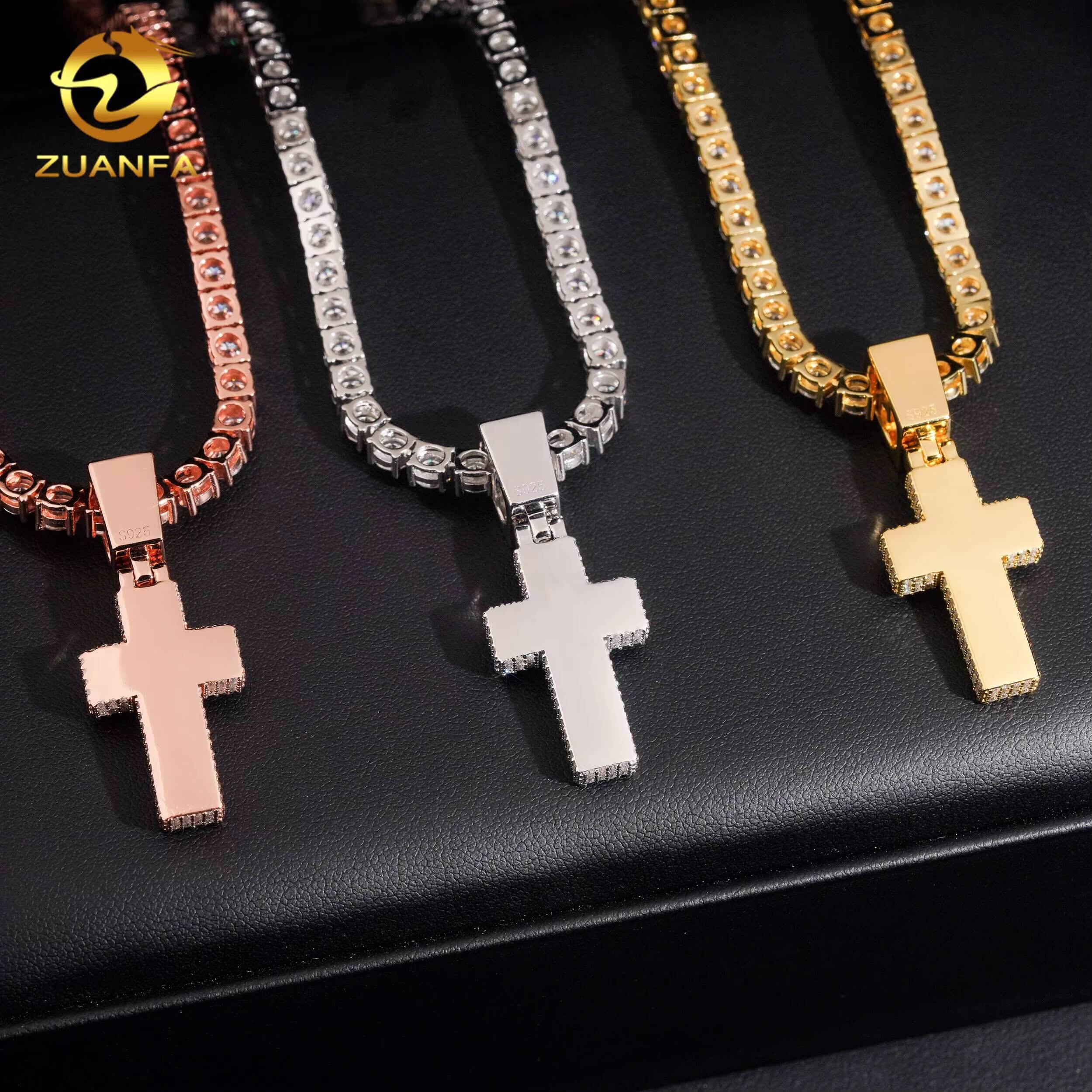 Solid Back Moissanite Chain Pendant Custom Hip Hop Pendant Moissanite Religious Jewelry Custom Moissanite Pendant Men