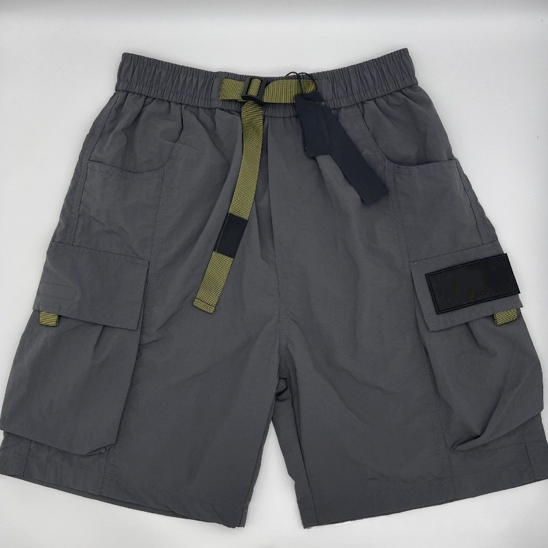 Summer Men's Shorts Casual Workwear Style New Loose Elastic Waist Multi-Pocket pants Black Five-Quarter Length Fashion City stones shorts