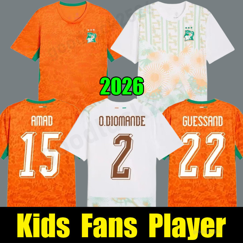 2026 Ivory Cote dIvoire Soccer Jersey Vintage CoastS 26 27 ADINGRA HALLER KESSIE GUESSAND d'Ivoire Football Shirt Camiseta Futbol Trikot Home Away for uniform men set