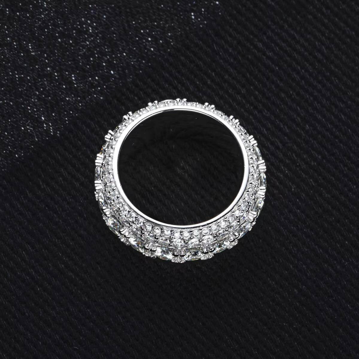 Hiphop Full Eternity Moissanite Mens Wedding Ring in 925 Sterling Silver Factory Direct Wholesale