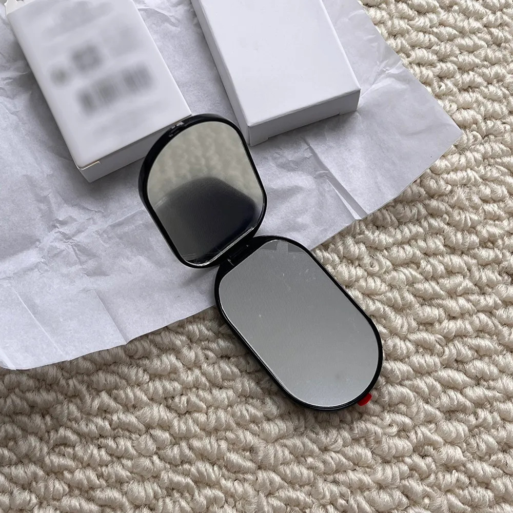 Double Sided Folding Makeup Mirror with Phone Holder, Designer Cosmetic Vanity Mirror for Travel and Desk