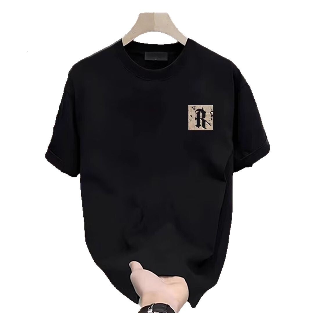 Luxury Brand Designer Wholesale Heavyweight Cotton Couple T-Shirt Men Plus Size Up To 3XL Black 2026 Summer Casual Short Sleeve Tee