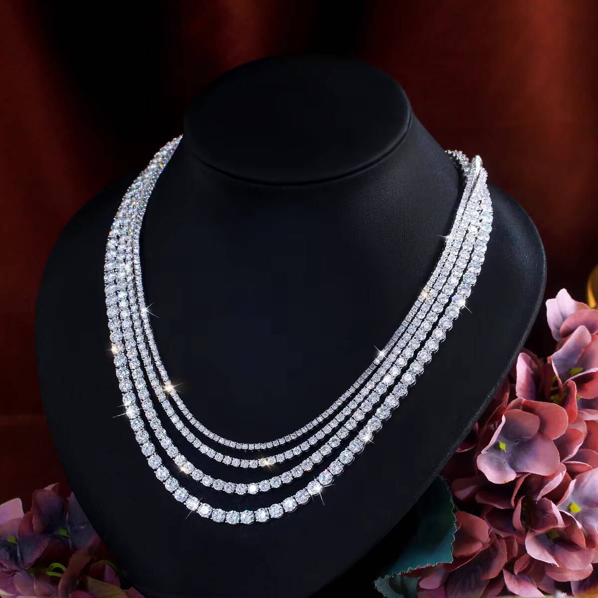 Pass Diamond Tester Moissanite Necklace 925 Sterling Silver Iced Out 25MM 3MM 4MM 5MM VVS Moissanite Tennis Chain Necklace