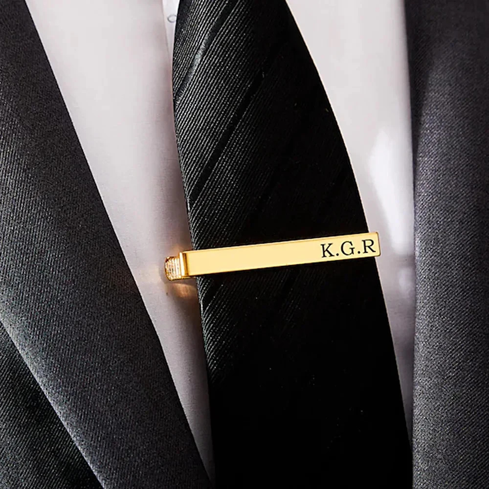 Custom Carved Name Tie Clips Personalized Stainless Steel Luxury Men Tie Clip Women Jewelry Wedding Bride Groom Accessories 260403BJ - view 4