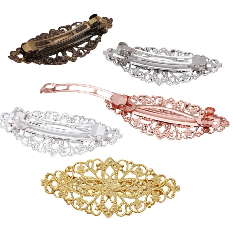 BoYuTe 10 Pieces/Lot Metal Brass Filigree Flower Hairpin Base Women Hair Clips Handmade Materials 260403BJ