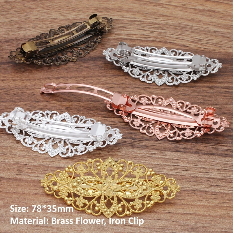 BoYuTe 10 Pieces/Lot Metal Brass Filigree Flower Hairpin Base Women Hair Clips Handmade Materials 260403BJ - view 4