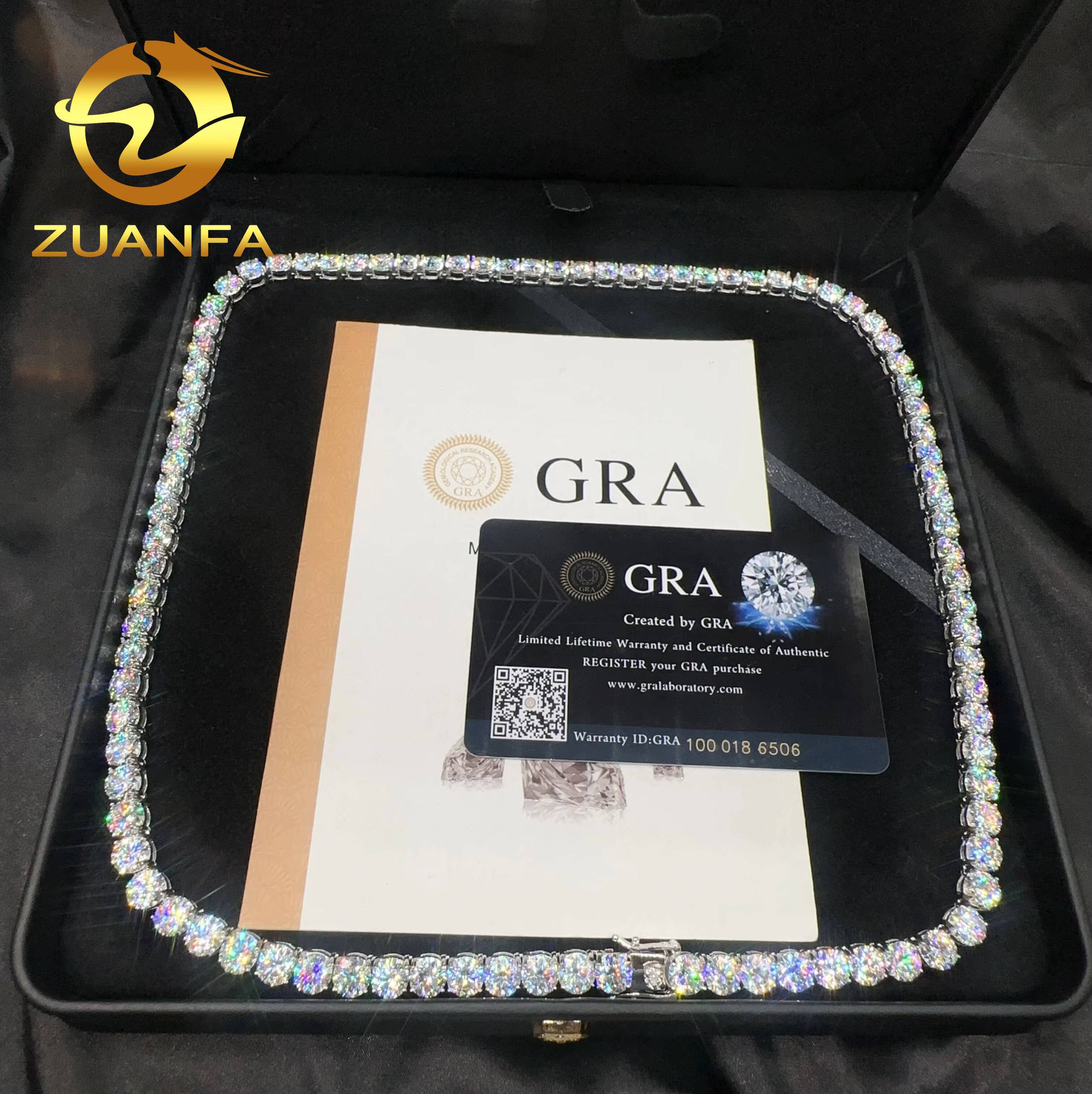 Hot Selling 65mm Moissanite Tennis Chain Pass Diamond Test Round Brilliant Cut 925 Silver Tennis Necklace Chain