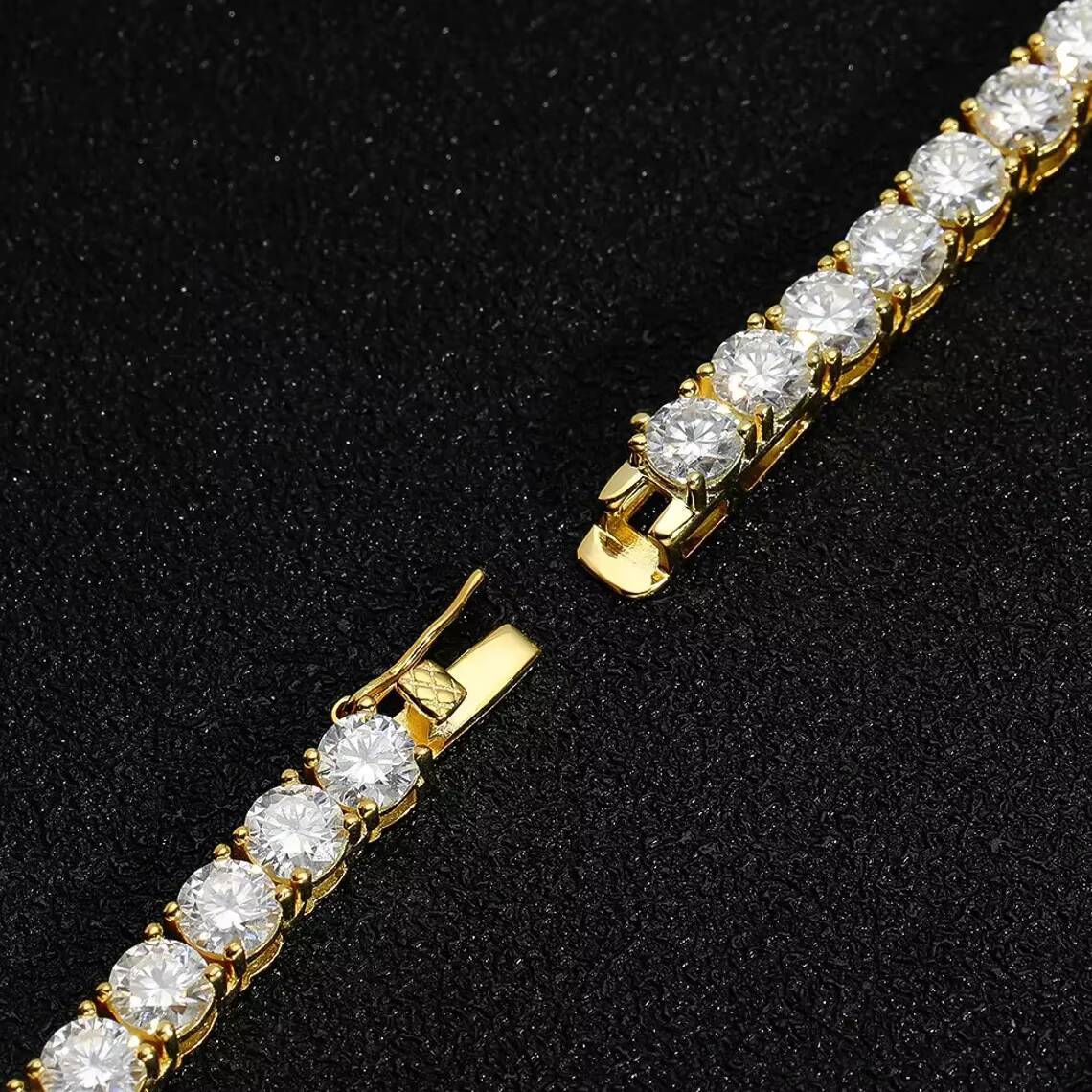 Factory Wholesale Vvs Iced Moissanite Diamond Sterling Silver Link Chain Tennis Necklace 6mm-9mm Custom Wedding