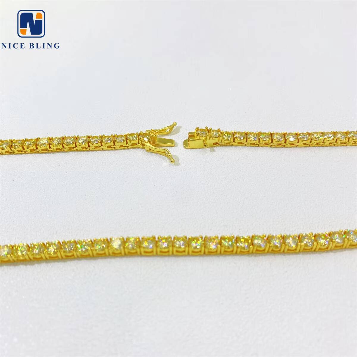 Bling HipHop Jewelry Yellow Tennis Chain Iced Out VVS Moissanite Diamond 4mm Colorful Tennis Fashion Jewelry Necklaces