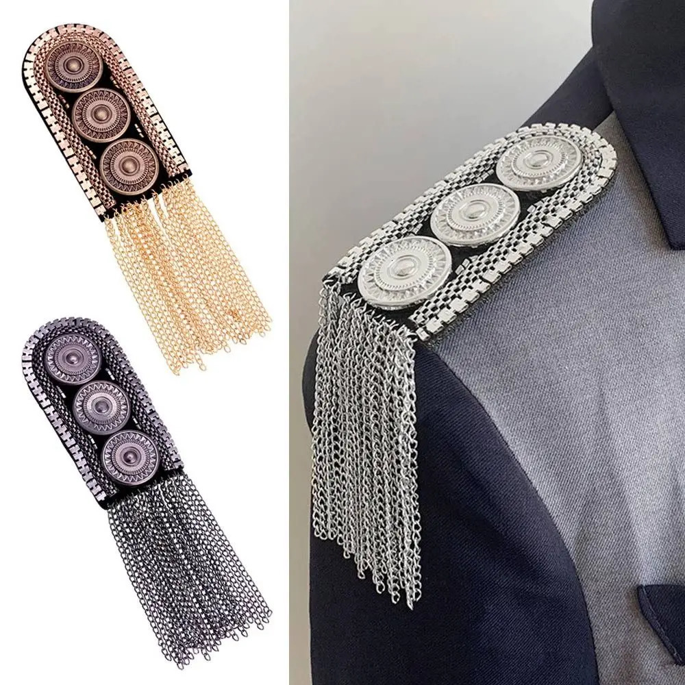Brooch Pin Bead Long Tassel Chain Classical Electroplating Decor DIY Men Women Epaulette Shoulder Jewelry Clothing Accessories 260403BJ - view 3