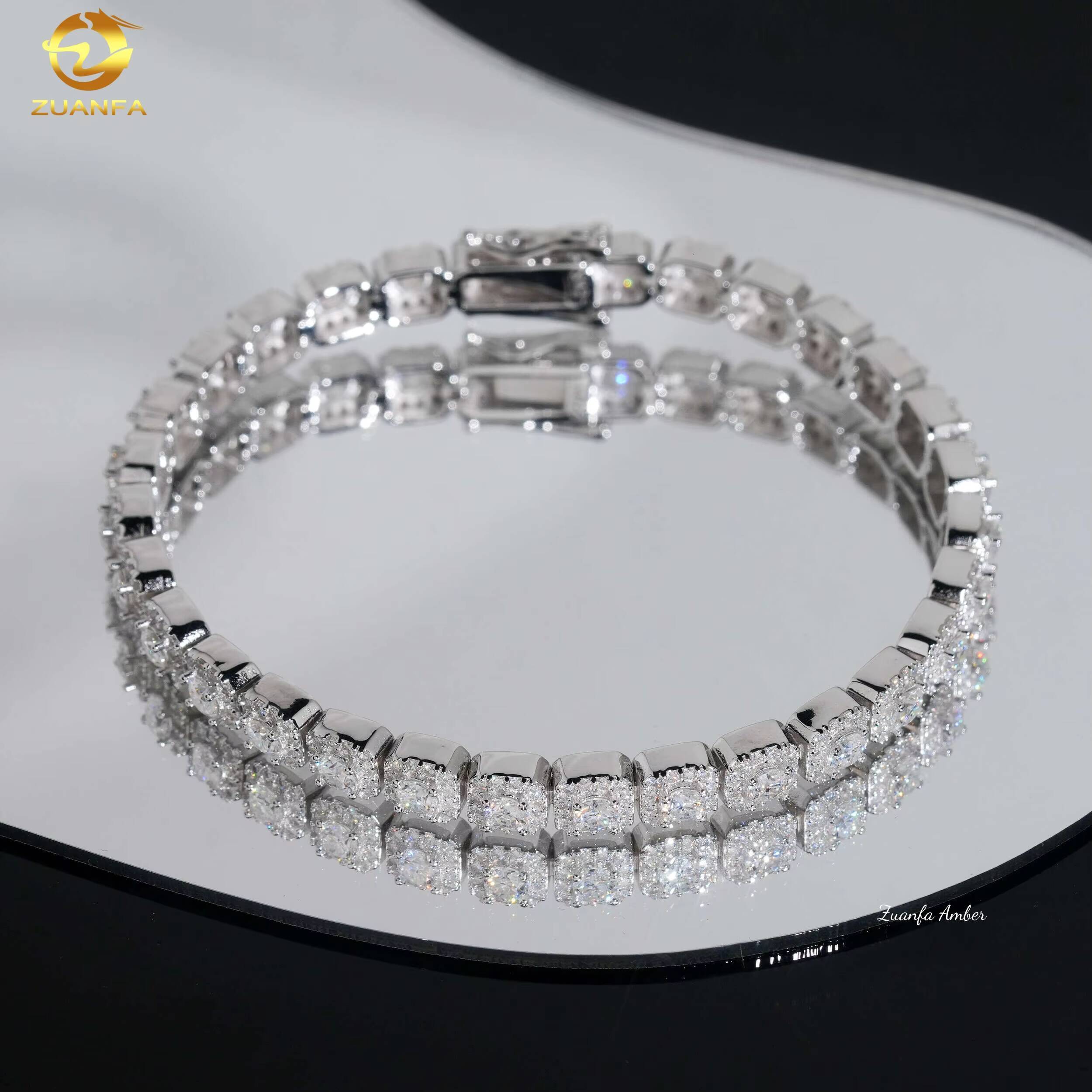 Vintage Cluster Bracelet Pass Diamond Test VVS Moissanite 925 Sterling Silver Gold Plated Iced Out Hip Hop Linked Men Bracelet