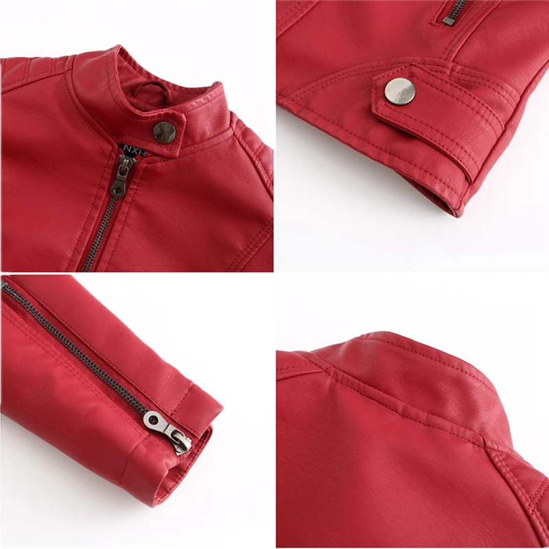 2026 Spring/Autumn Style Gules Leather Jacket Womens Fashionable Trim Motorcycle Women Coat Black Purple Brown S-4XL 260403BJ - view 5