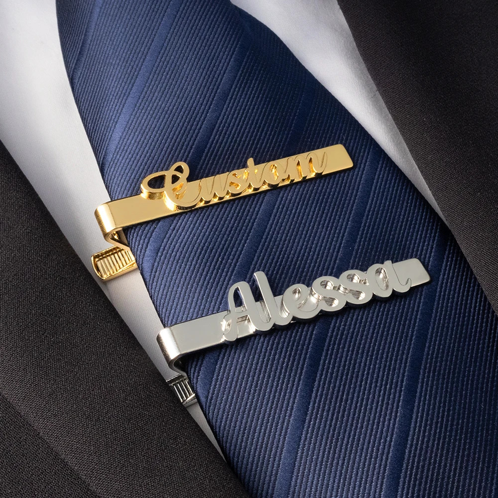 Customized Name Tie Clip Stainless Steel Mens Letter Tie Clip Personalized Groom Wedding Jewelry Man Gift 260403BJ - view 3