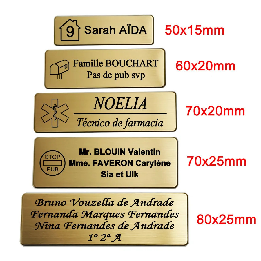 5x15 6x2 7x2 7x25 8x25CM Customize Brooch Pin Personalize Your Text ID Plate Metal Letterbox Mailbox Tag Sign Name Badge 260403BJ