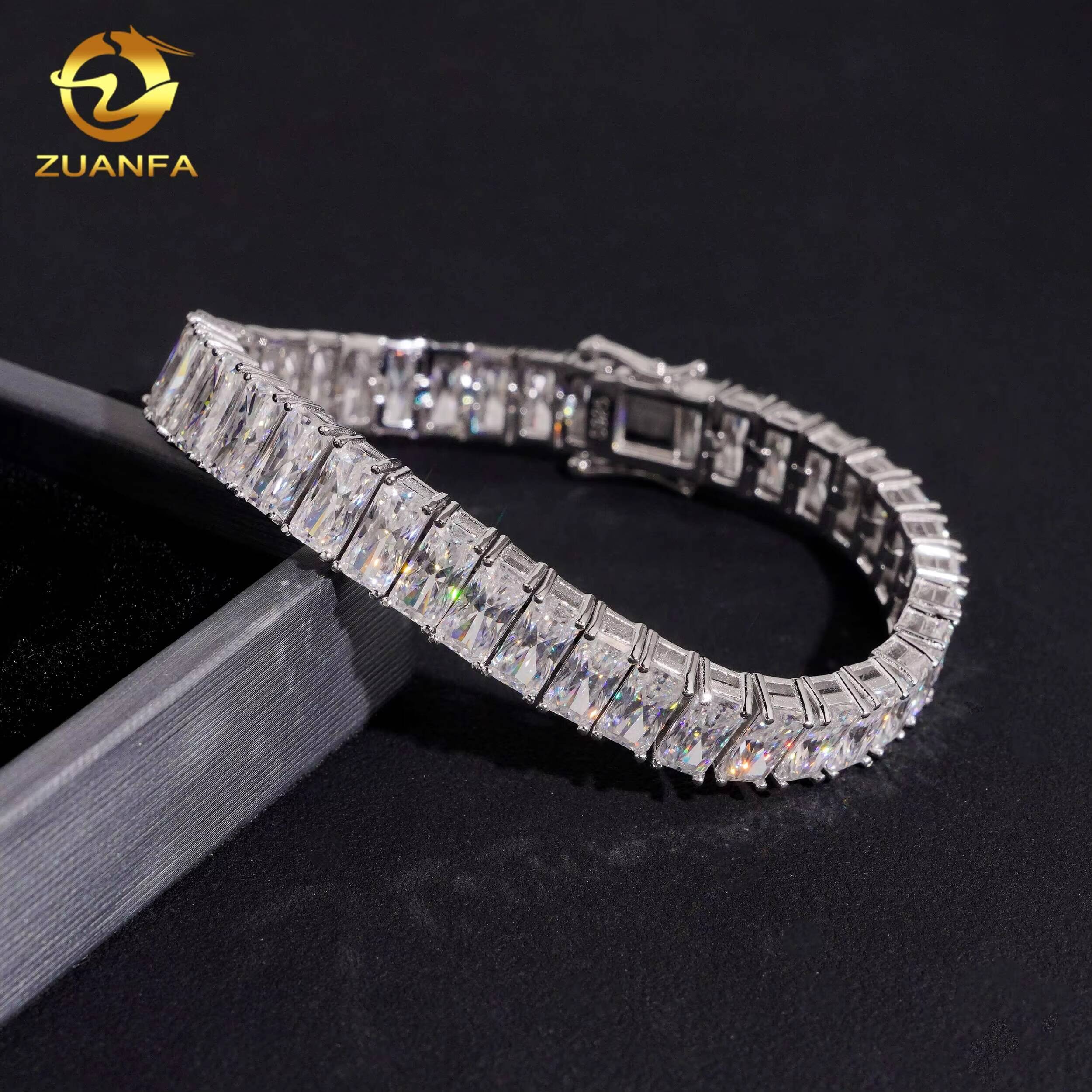New Arrival Radiant Cut Hip Hop Jewelry 925 Silver Moissanite Diamond Tennis Bracelet Men Women Iced Out Tennis Bracelet