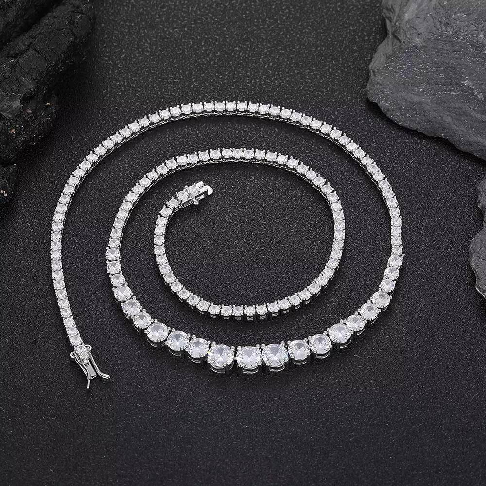 925 Sterling Silver Mens Cuban Link Tennis Chain Necklace Bracelet Iced Out VVS Moissanite Diamond Tennis Chain Necklace