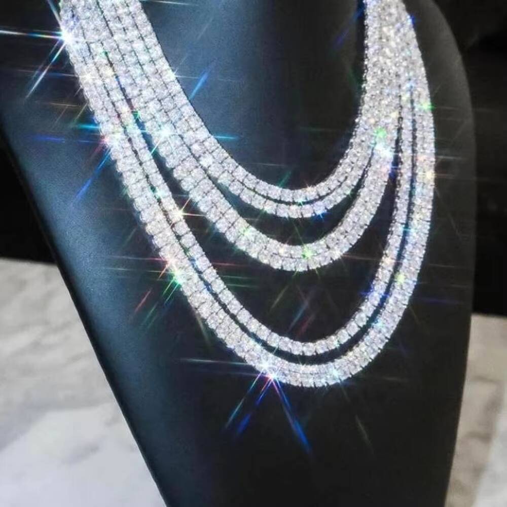 925 Silver Sparkling VVS Moissanite Tennis Chain 2mm/3mm/4mm/5mm Diamond Moissanite Iced Out Tennis Chain Necklace