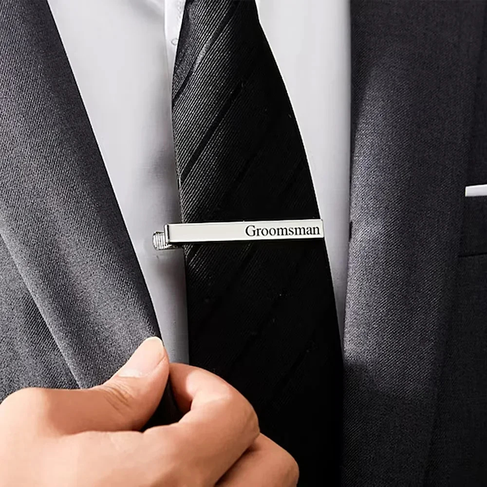 Custom Carved Name Tie Clips Personalized Stainless Steel Luxury Men Tie Clip Women Jewelry Wedding Bride Groom Accessories 260403BJ - view 5