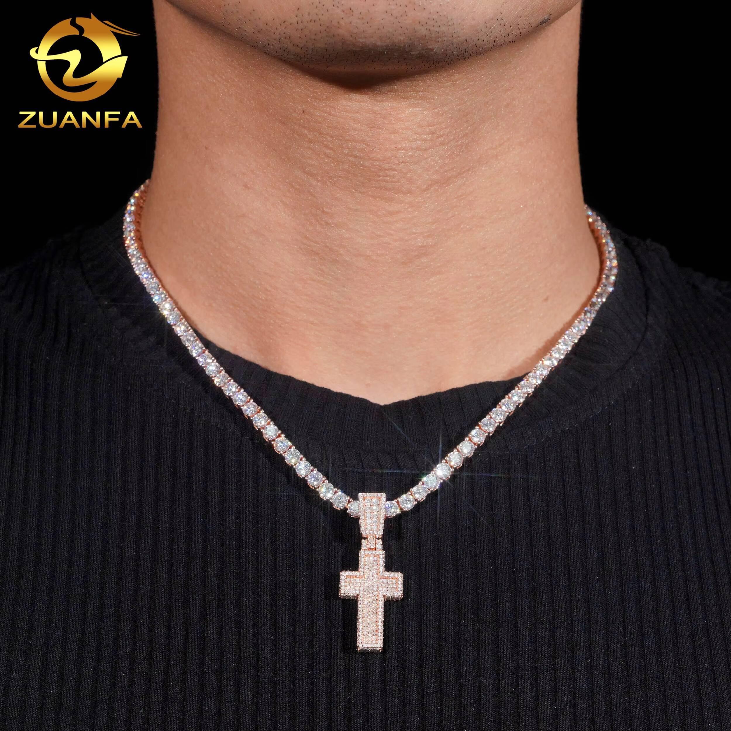 Solid Back Moissanite Chain Pendant Custom Hip Hop Pendant Moissanite Religious Jewelry Custom Moissanite Pendant Men