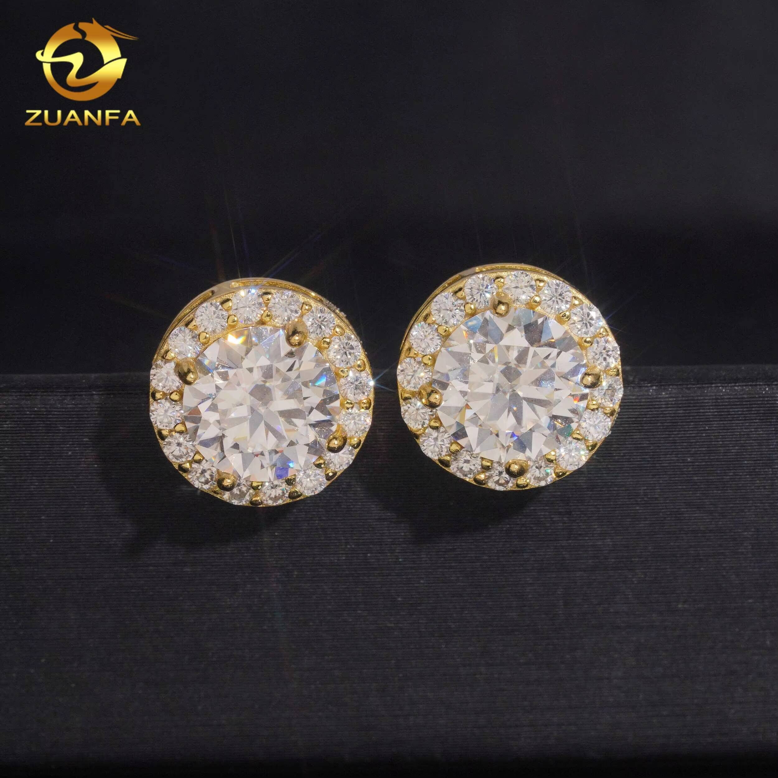 Pass Diamond Tester 8mm Main Diamond Earrings Screw Back Hip Hop Jewelry VVS Moissanite 925 Silver Iced Out Stud Earrings