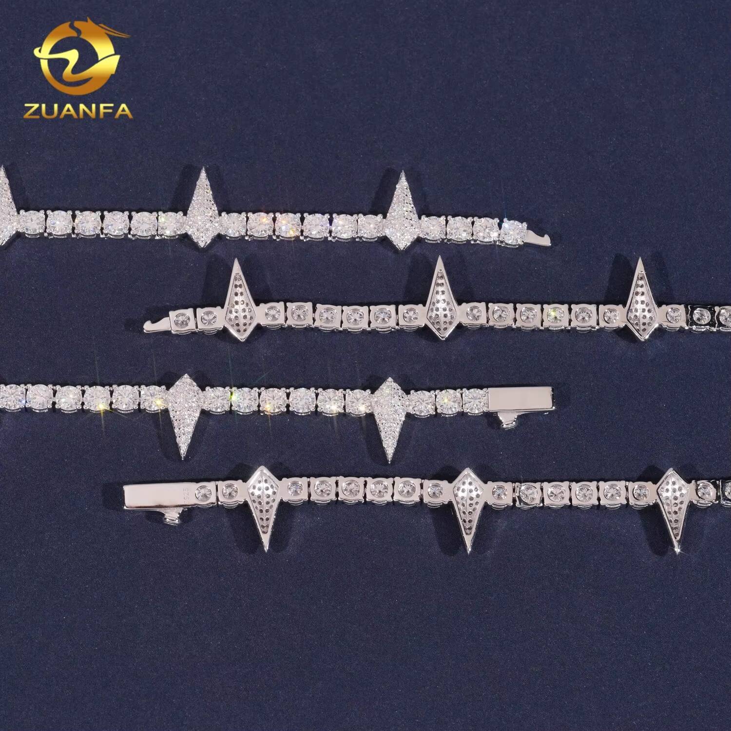 Hip Hop Jewelry Luxury High Quality 925 Silver Thorn 4mm VVS Moissanite Tennis Chains Necklace