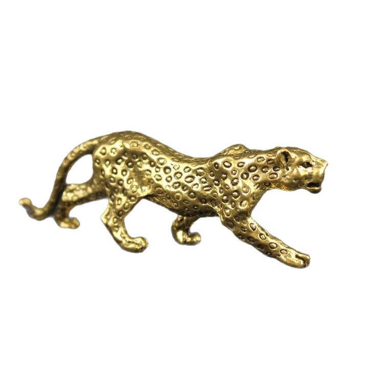 Home Decor Luxury Ornament Vintage Pure Brass Gold Leopard Craft Decoration Tea Room Desktop Decor