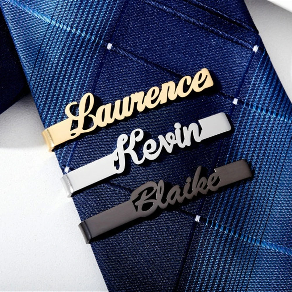 Personalized Tie Clip For Men Suit Accessories Customized Name Tie Clip Stainless Steel Tie Bar For Husband Groomsmen Gifts 260403BJ