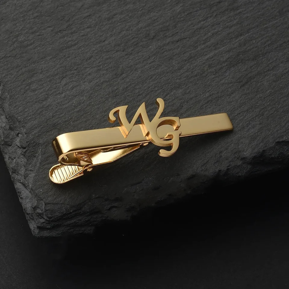 Mens Customized First Letter Tie Clip Stainless Steel Personalized Tie Buckle Jewelry Wedding Gift 260403BJ - view 5