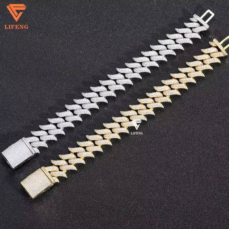VVS Moissanite Diamond 925 Sterling Silver Cuban Chain Bracelet Trend Hip Hop Bracelet Hot Sale Luxury Jewelry Custom for Women