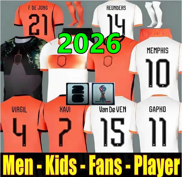 26 27 NetHErlANds kids kit MEMPHIS Soccer Player version Holland Jersey F.DE JONG VIRGIL DUMFRIES BERGVIJN Shirt KLAASSEN BLIND DE LIGT GAKPO MALEN