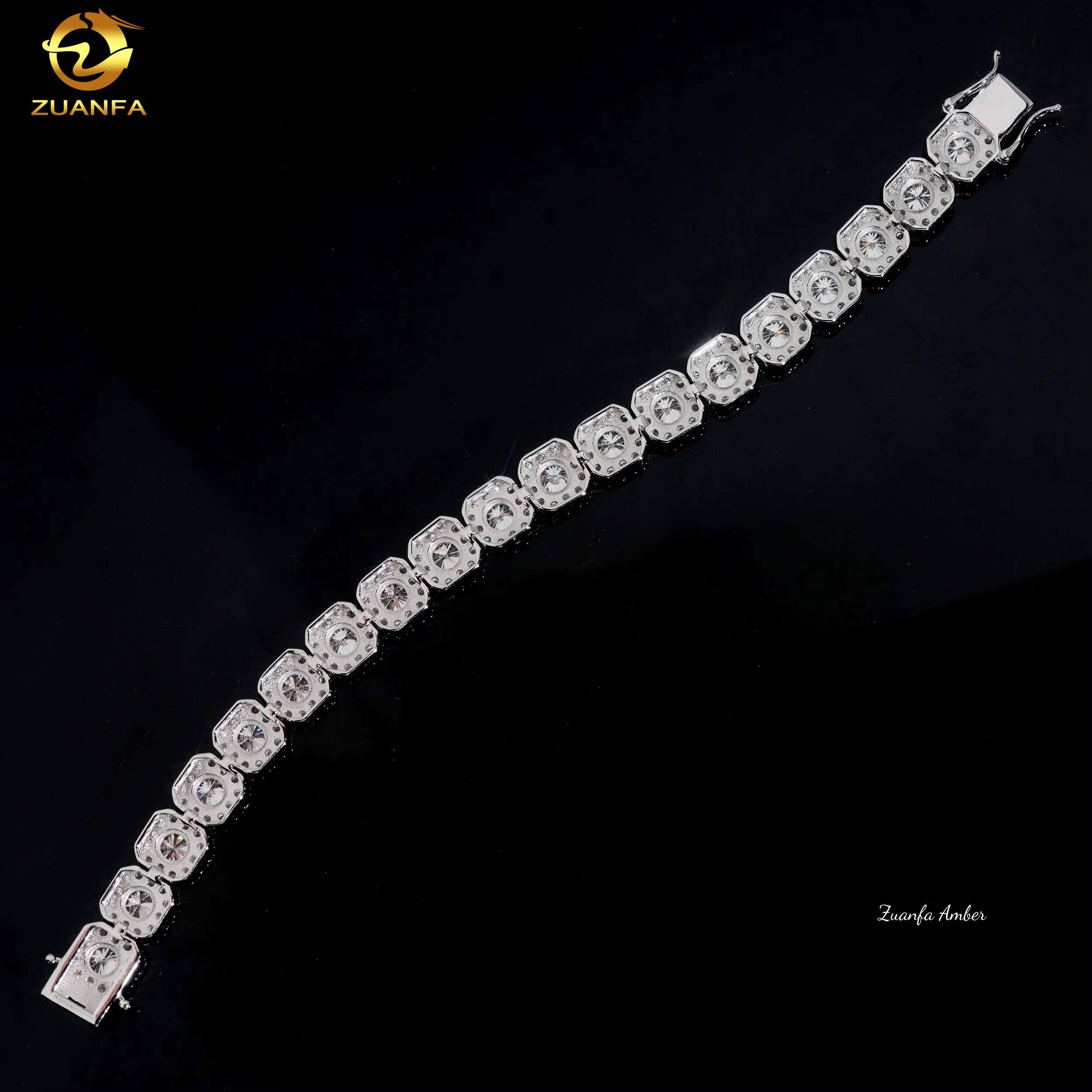 Vintage Rapper Jewelry 10mm Hip Hop Jewelry Iced Out Moissanite Cuban Bracelet 925 Silver Moissanite Cuban Link Bracelet