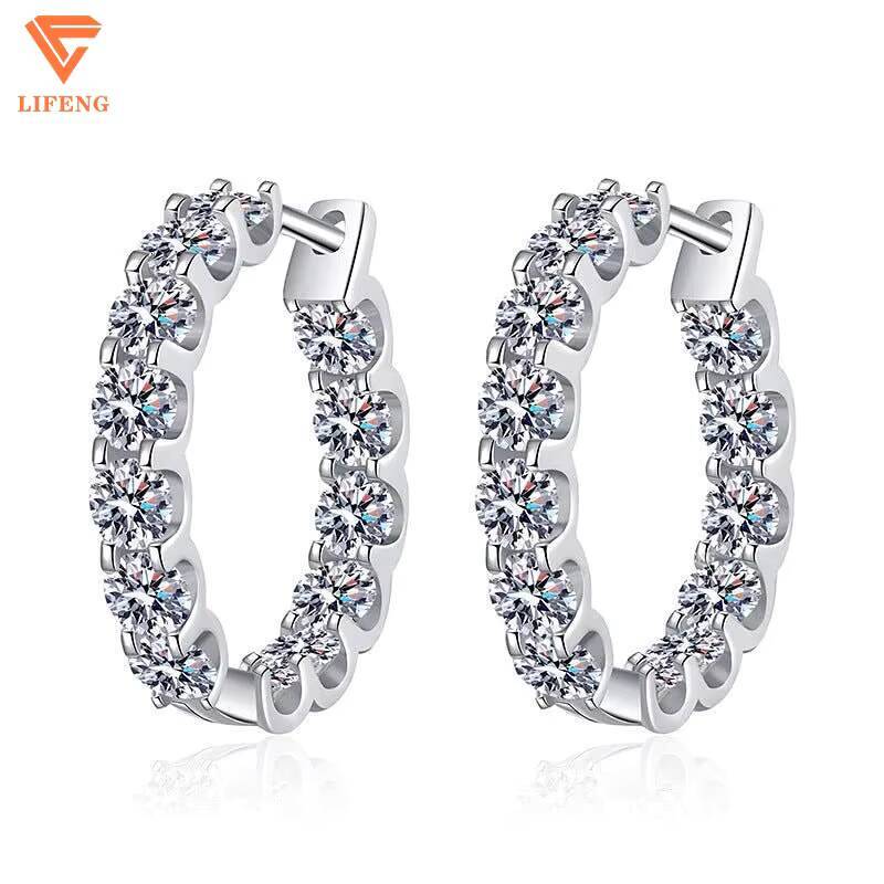 Custom Iced Out Diamond Hoop Earrings 925 Sterling Silver VVS Moissanite Earrings Wholesale Bulk Elegant Womens Fashion Jewelry