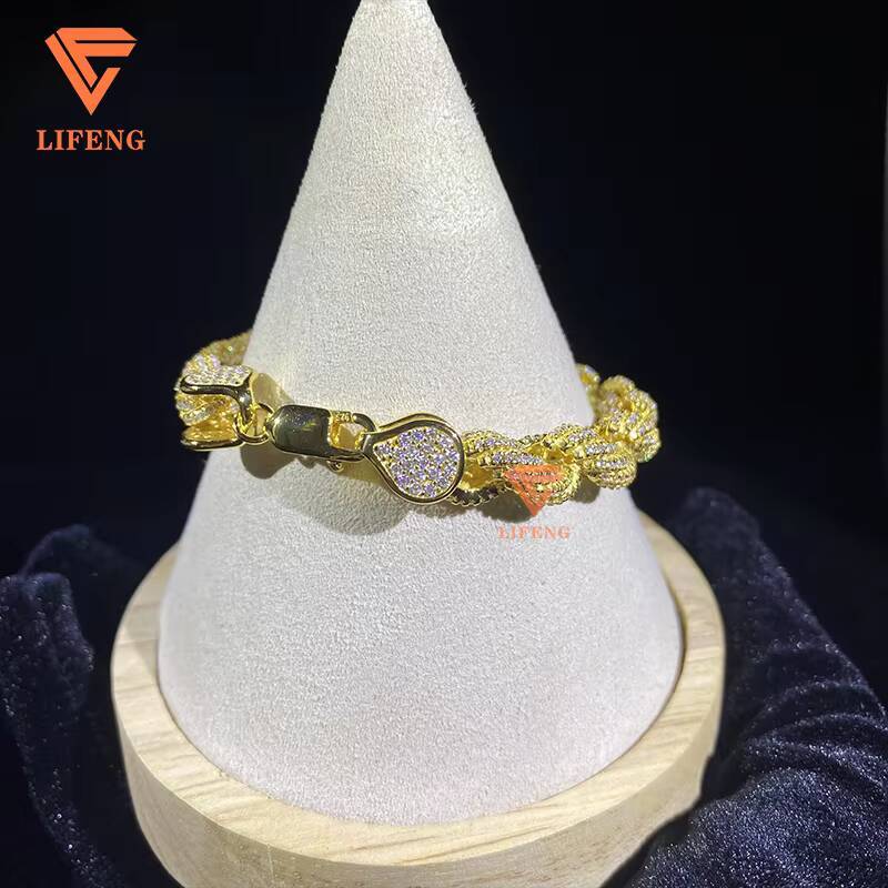 Wholesale VVS D Color Moissanite Jewelry Bracelet Hip Hop S925 Silver Chain Necklace Men Cuban Link Iced Out Tennis Rope Chain