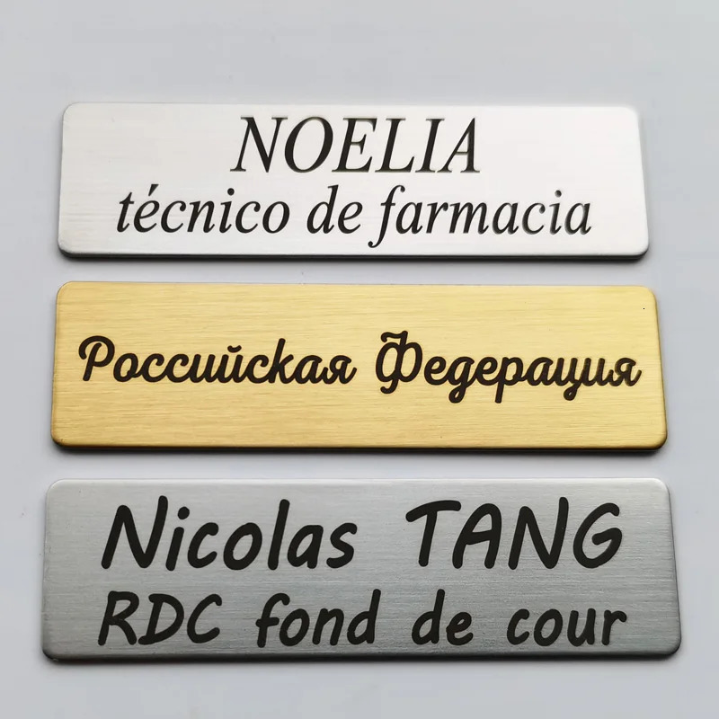 5x15 6x2 7x2 7x25 8x25CM Customize Brooch Pin Personalize Your Text ID Plate Metal Letterbox Mailbox Tag Sign Name Badge 260403BJ - view 7