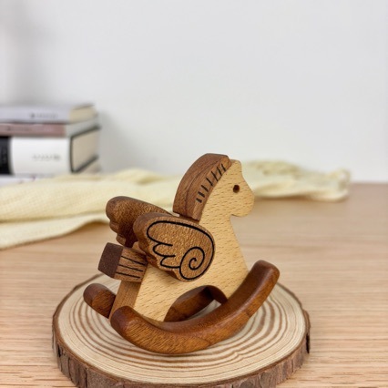 Ornament Rocking Wooden Little Flying Horse Wooden Home Decoration Gifts DIY Creative Birthday Gift Souvenir