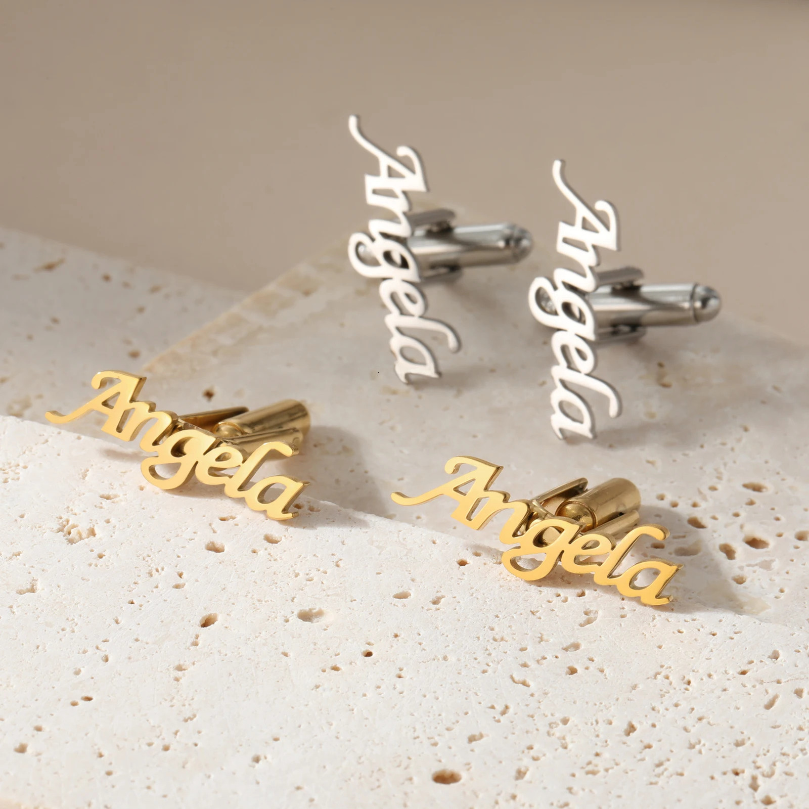 Custom Name Cufflink for Men Woman Personalized Initial Letter for Suit Anniversary Wedding Gift Metal Stainless Steel Jewelry 260403BJ - view 5