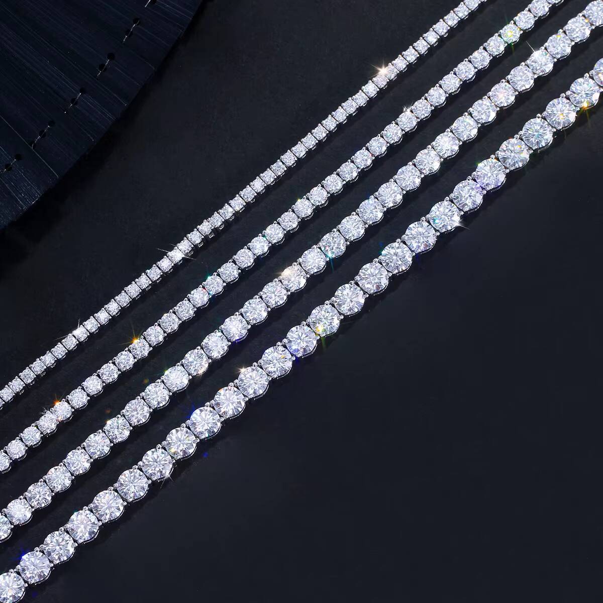 Pass Diamond Tester Moissanite Necklace 925 Sterling Silver Iced Out 25MM 3MM 4MM 5MM VVS Moissanite Tennis Chain Necklace