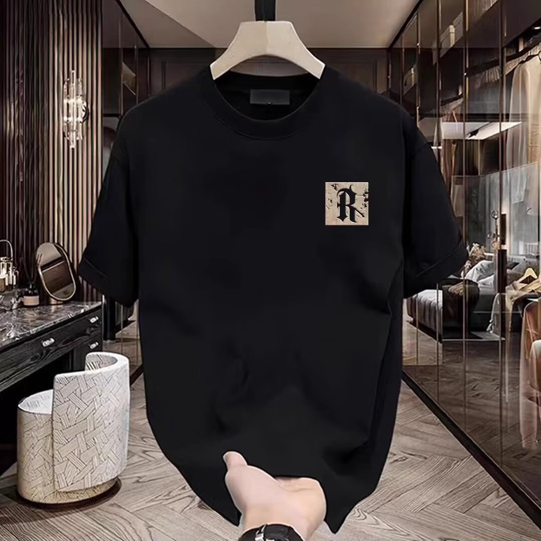 Luxury Brand Designer Wholesale Heavyweight Cotton Couple T-Shirt Men Plus Size Up To 3XL Black 2026 Summer Casual Short Sleeve Tee