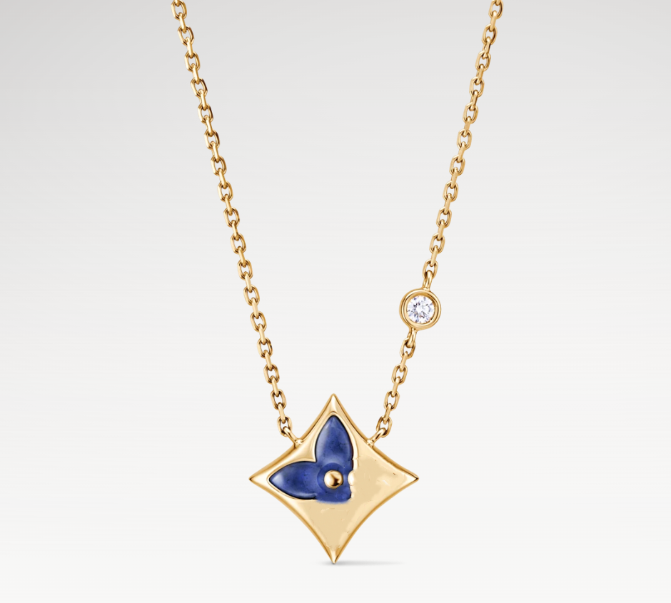 With BOX New Colors Fashion Diamond Pendant Necklaces Blue Square Flower 18K Gold Designer Necklace Women Choker Chains Best Jewelry no fade