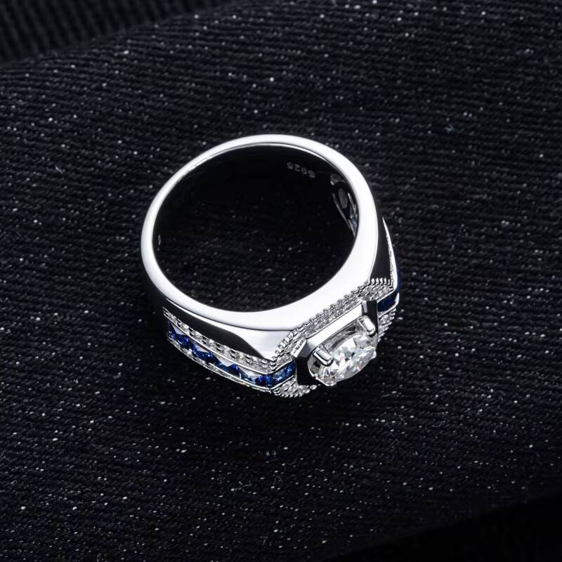 925 Sterling Silver Diamond-set Moissanite Mens Ring High-End Design Engagement Band Factory Direct Wholesale