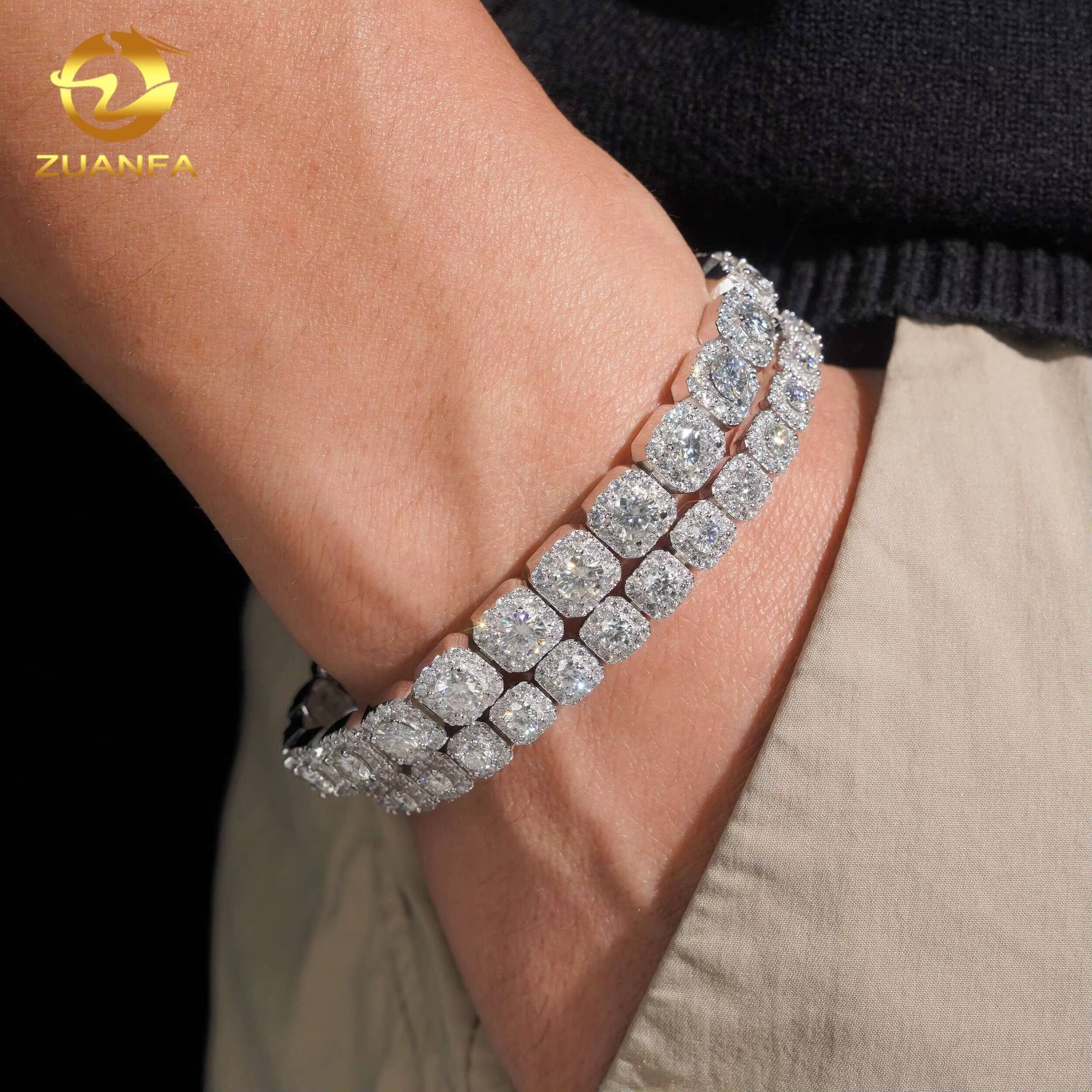 New Arrivals Hip Hop Style 925 Sterling Silver Pass Diamond Tester 6mm 8mm Cluster Tennis Bracelet