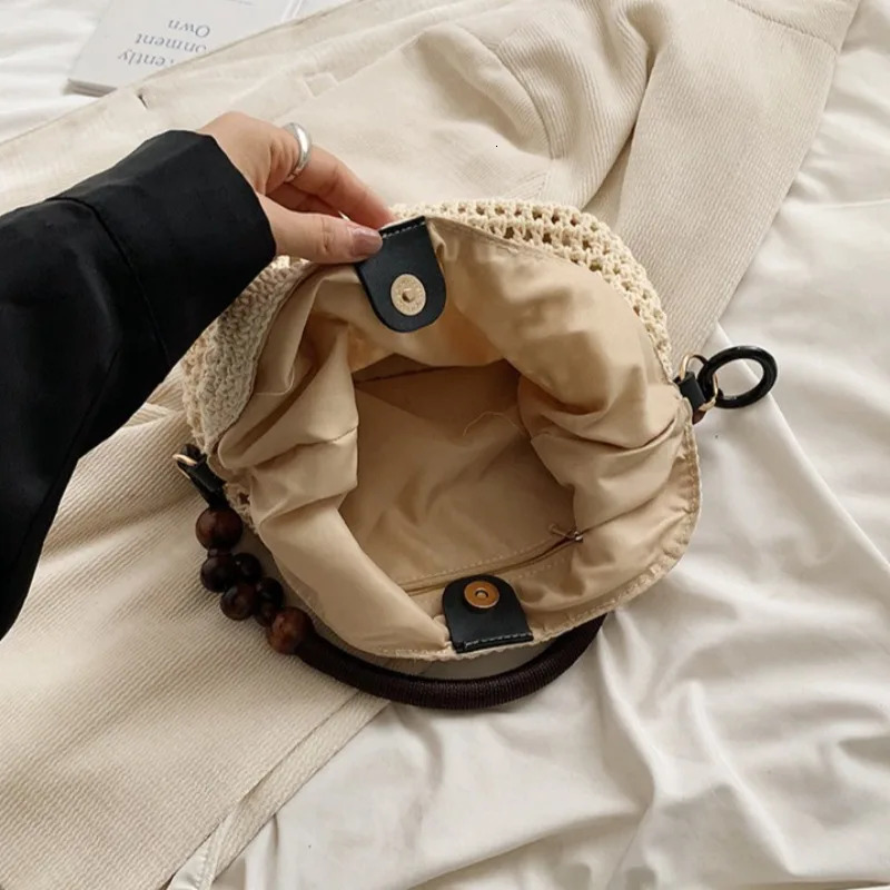Beach Summer Bag for Women Mesh Woven Shoulder Bag Adjustable Strap Handbag Large Capacity Hobo Bag for Travel Vacation 260330