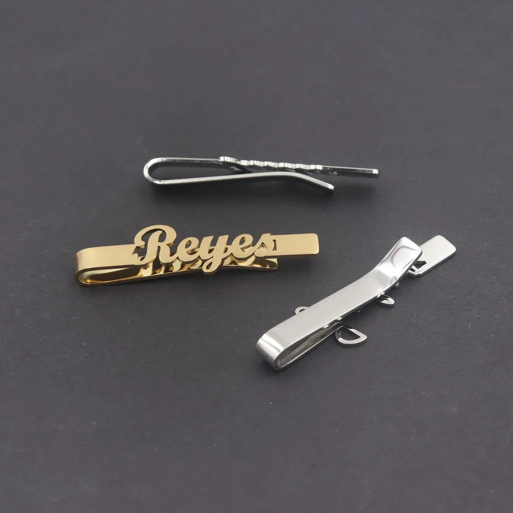 Fathers Name Tie Clip For Men Suit Accessories Personalized Nameplate Tie Clip Custom Husband Jewelry Valentines Day Gift 260403BJ - view 3