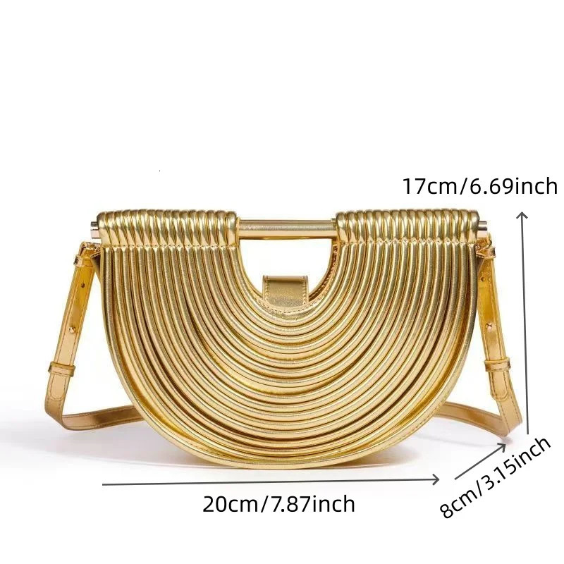 Handbags for Women 2026 Gold Moon Handwoven Noodle Bags Leather Pulled Hobo Silver Evening Clutch Chic 260325