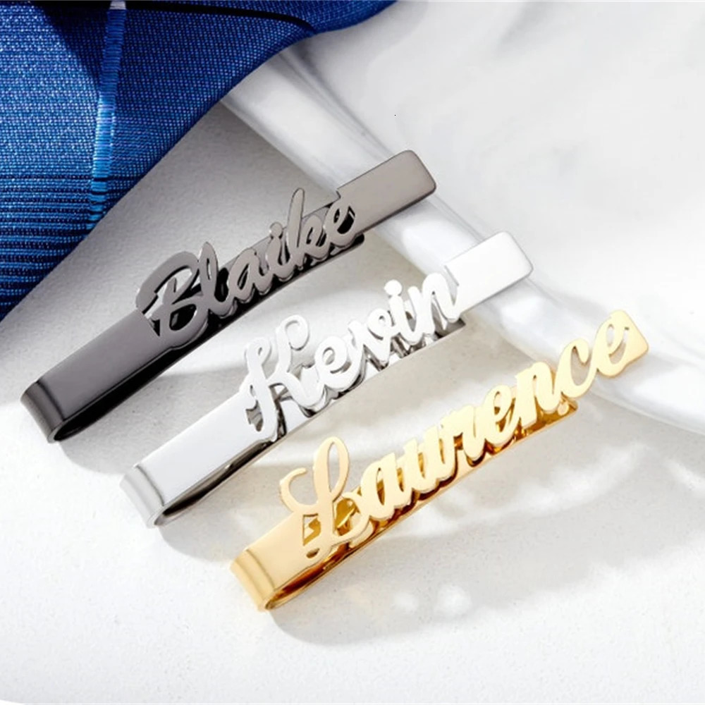 Personalized Tie Clip For Men Suit Accessories Customized Name Tie Clip Stainless Steel Tie Bar For Husband Groomsmen Gifts 260403wwBJ - view 3