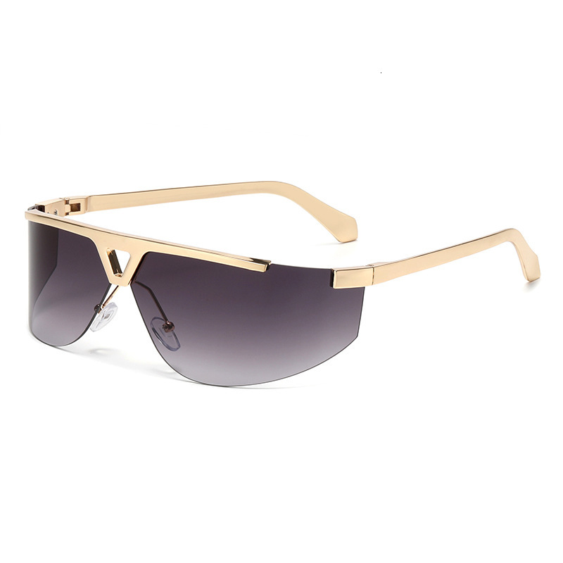Elite Eyewear Women square High Street Elite Men Women Y2K Frameless Uv400 Sunglasses Glasses Fashion Retro Gray Metal Frame Anti-Ultraviolet - view 7