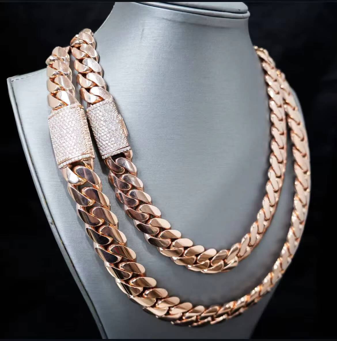 Custom HipHop Jewelry 8mm12mm Plain Chain 925 Sterling Silver Moissanite Diamond Iced Out Buckle Miami Cuban Link Chain Necklace