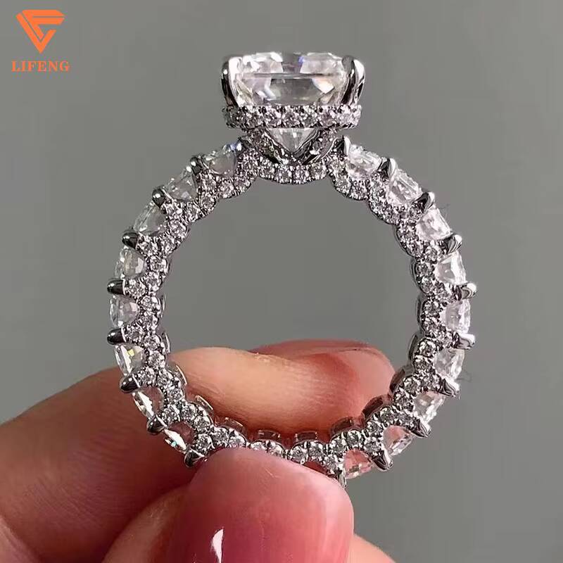 Lifeng Jewelry Custom 18k White Gold VVS Moissanite Wedding Rings Women Engagement Diamond Ring