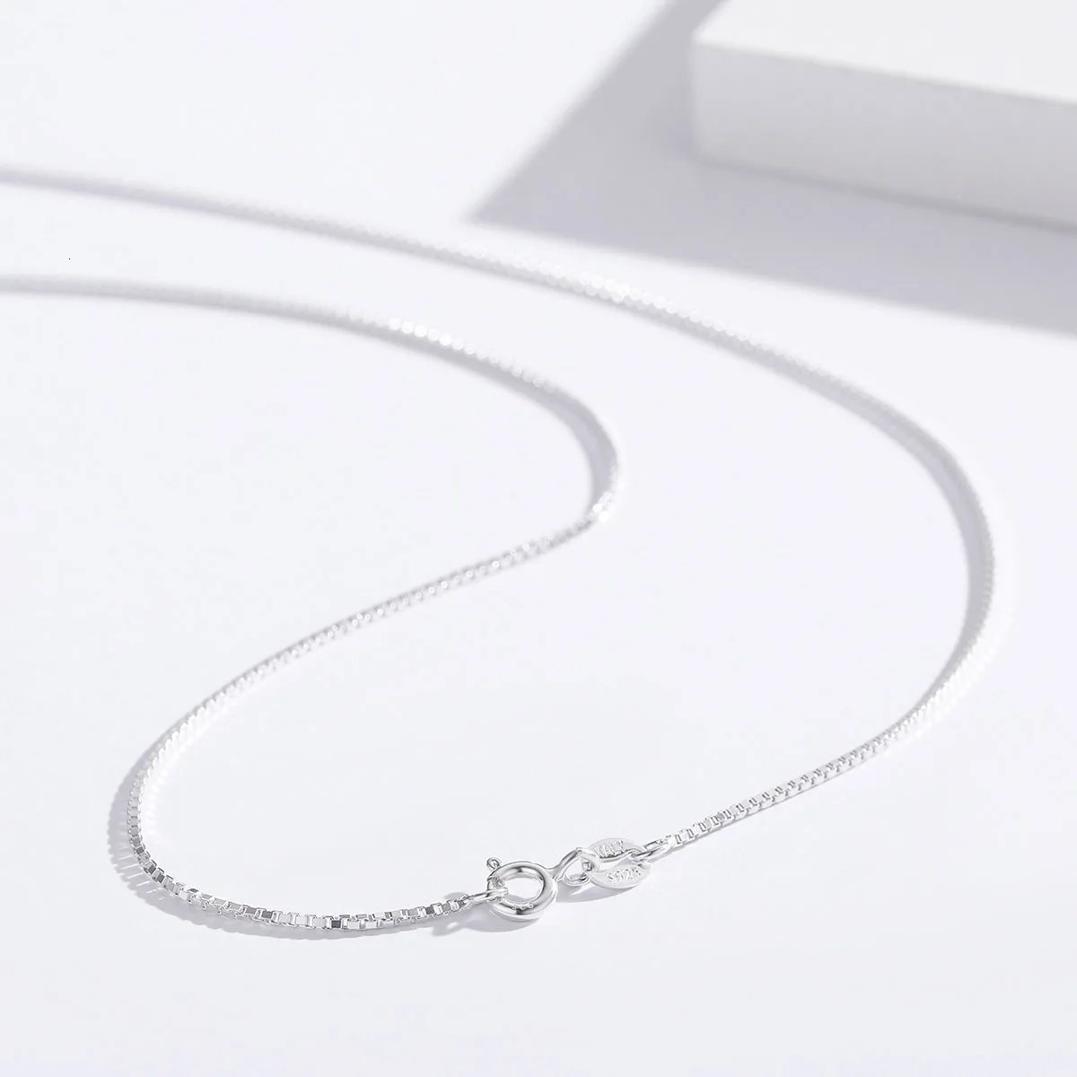 35-80cm 1mm Thin Pure Solid 925 Sterling Silver Box Chain Necklace For Women Men Kids Girls Necklaces Jewelry Kolye Collare 260403