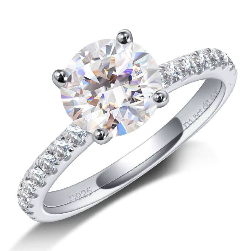 2 Ct Four Prong Moissanite Engagement Ring for Women S925 Silver Platinum Plated Dropshipping Available